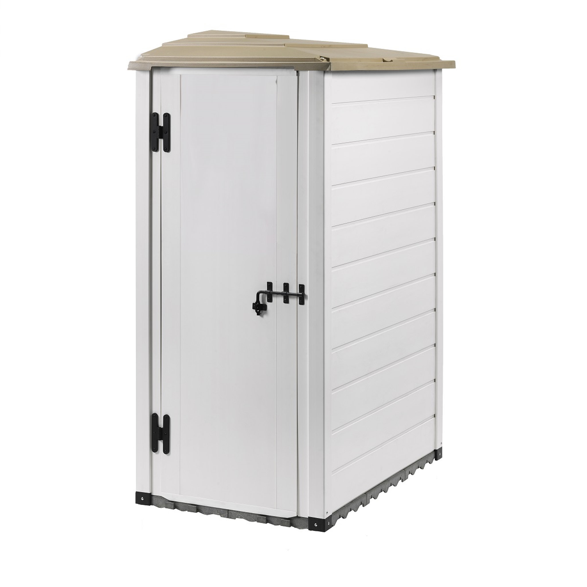 Voir la diapositive 2 : Abri de jardin mural en résine 1,16m²  beige monopente avec plancher EVO 100.1 REVERSO