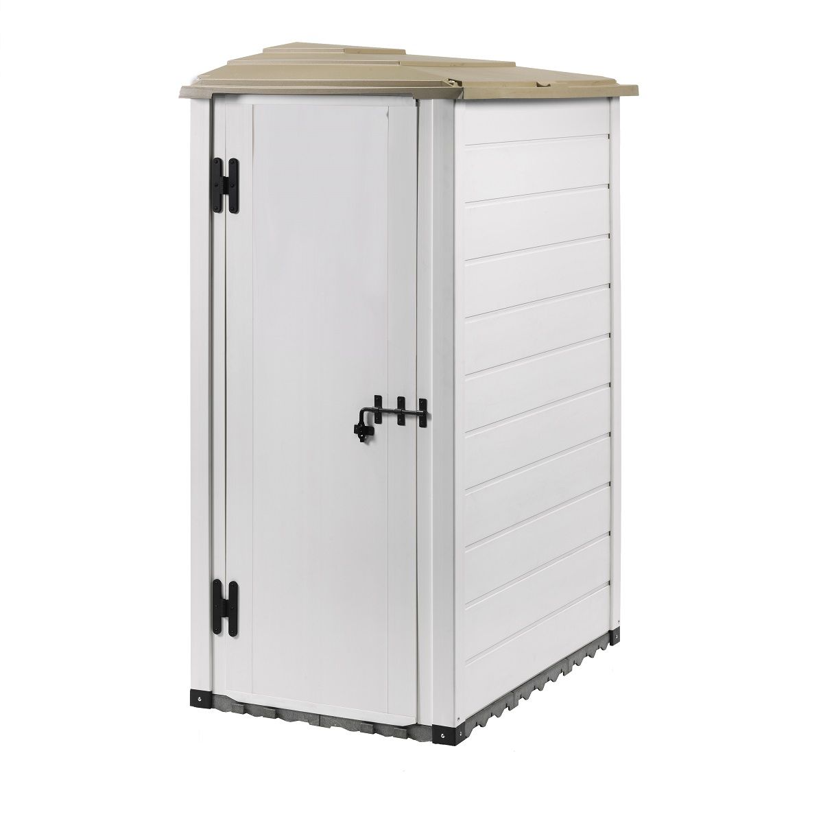 Abri de jardin mural en résine 1,16m²  beige monopente avec plancher EVO 100.1 REVERSO