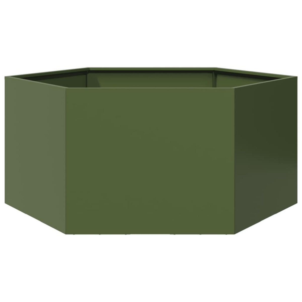 VIDAXL Jardiniere vert olive hexagone 104x90x45 cm acier