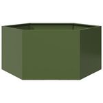 VIDAXL Jardiniere vert olive hexagone 104x90x45 cm acier