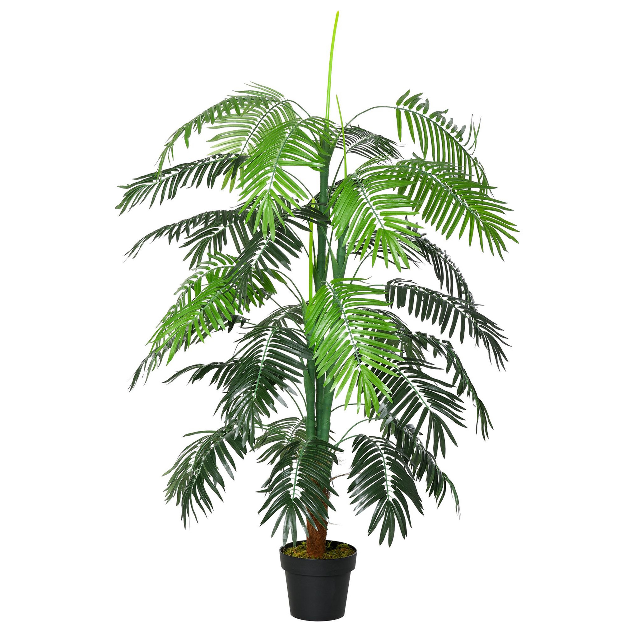 Voir la diapositive 1 : OUTSUNNY Palmier artificiel hauteur 1,7 m arbre artificiel tronc branches lichen grandes feuilles grand réalisme pot inclus