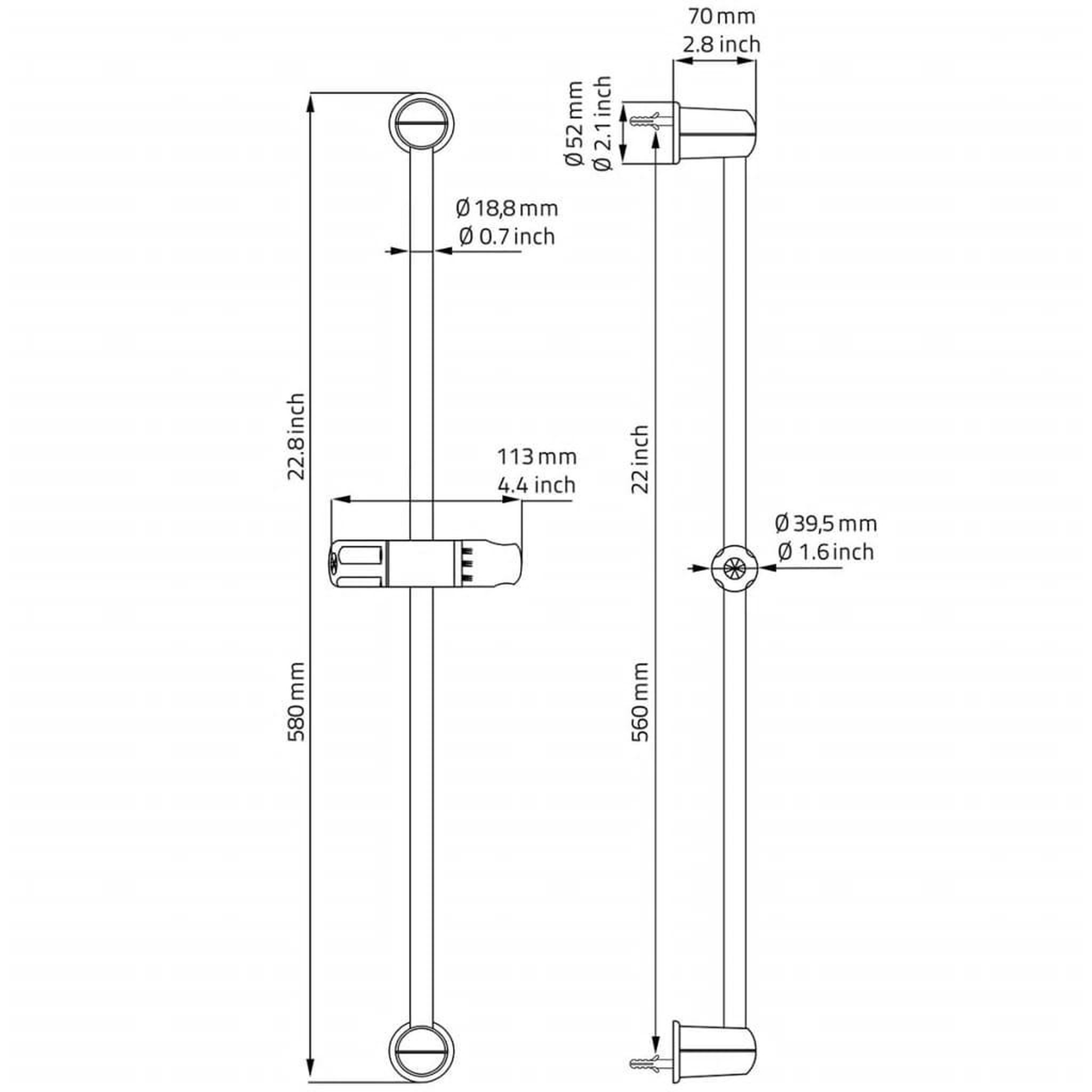 Voir la diapositive 6 : RIDDER RIDDER Barre coulissante Grenada Chrome 91170