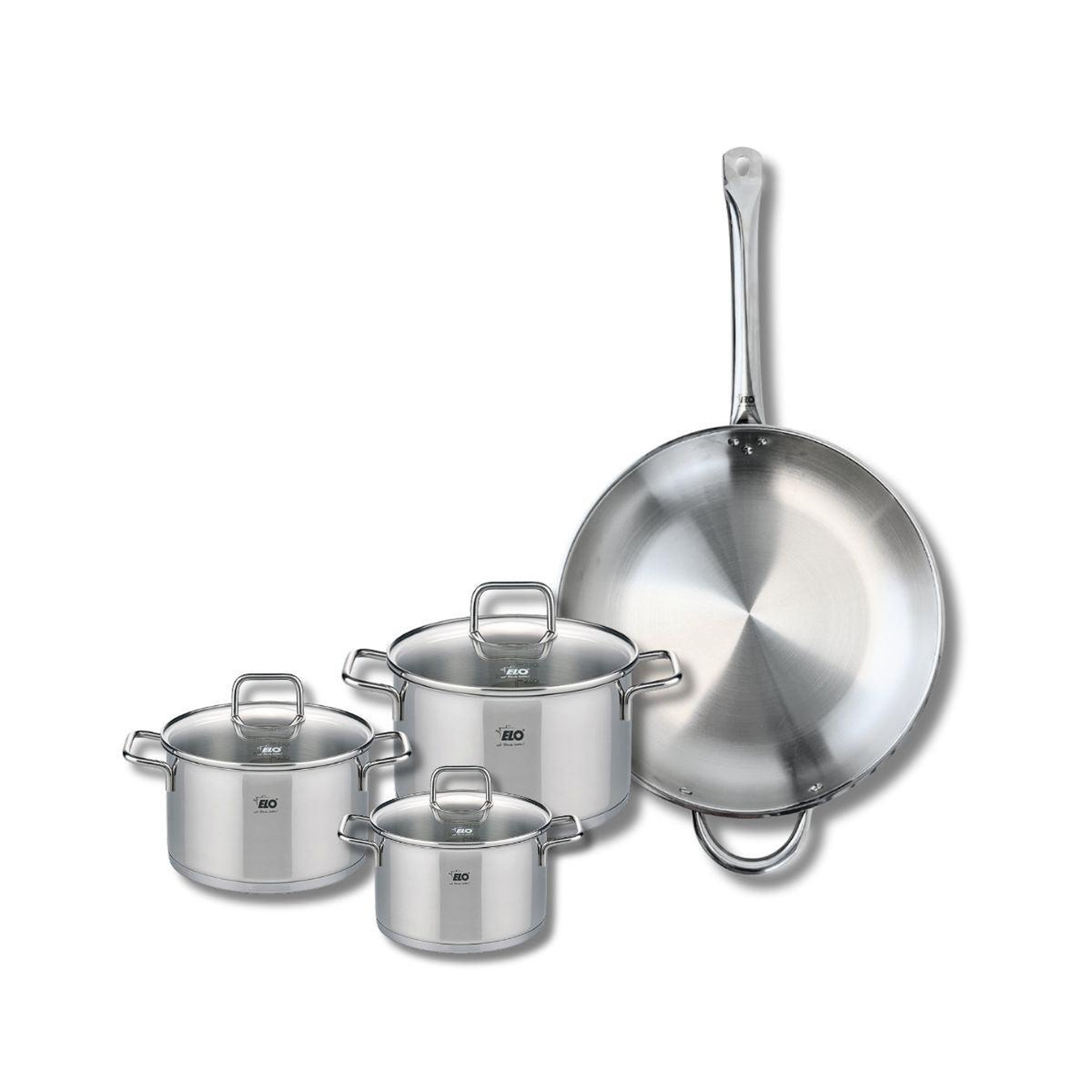 ELO Set de 1 poêle de cuisson 32 cm et 3 faitouts 14, 16 et 20 cm elo profi citrin