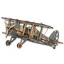  Maquette 3D en bois MDF - Avion biplan bleu - 30 x 26 cm