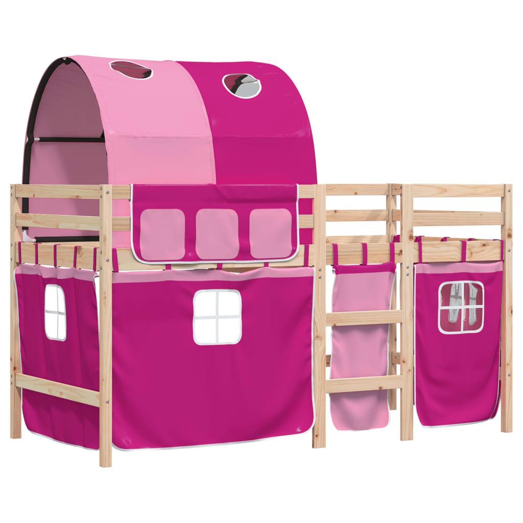 Voir la diapositive 3 : VIDAXL Lit mezzanine enfants avec tunnel sans matelas rose 90x200 cm