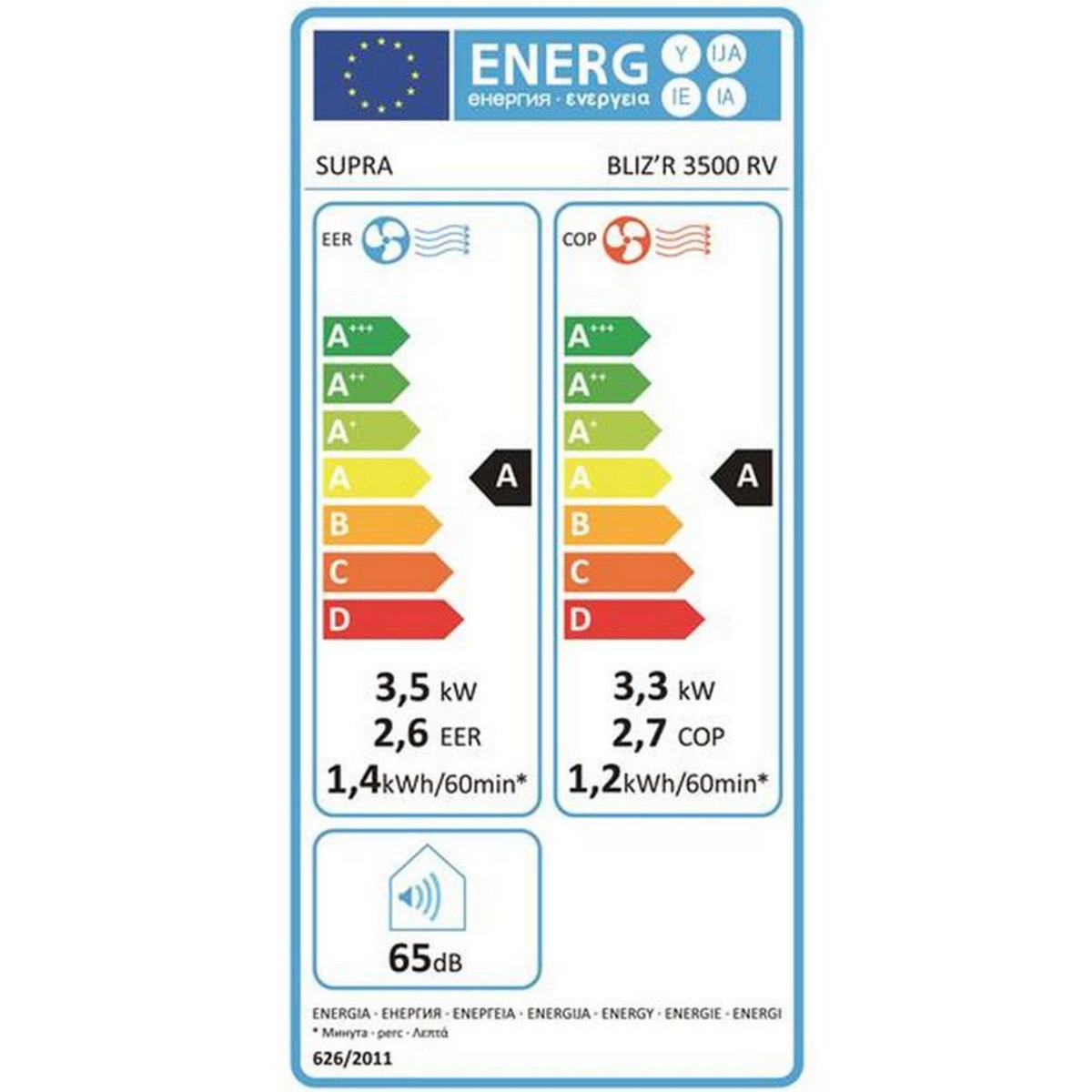 Supra Climatiseur mobile réversible 3500w 40m² avec kit fenêtre - blizr3500rv