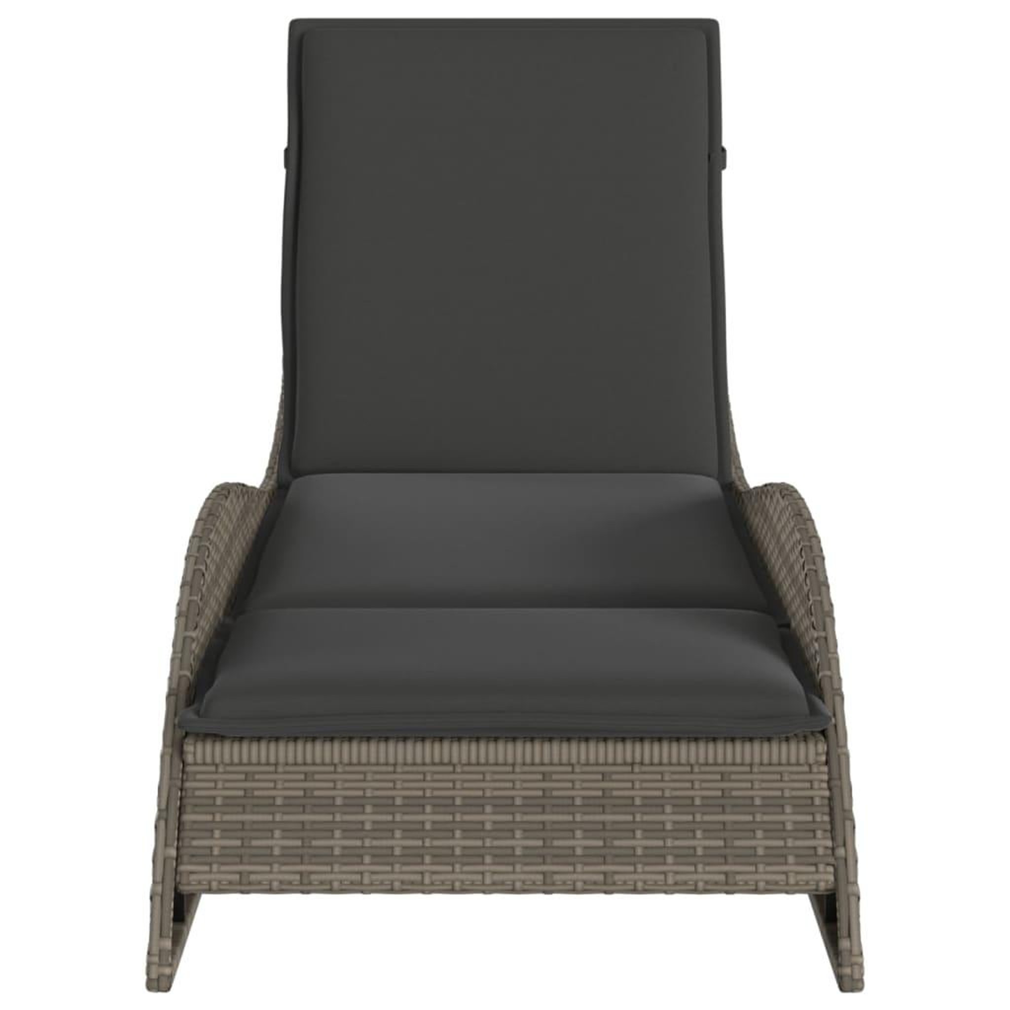 Voir la diapositive 4 : VIDAXL Chaise longue avec coussin gris 60x205x73 cm resine tressee