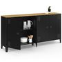 Voir la diapositive 4 : ID MARKET Buffet 160cm ESTER 4 portes en métal noir plateau bois design industriel