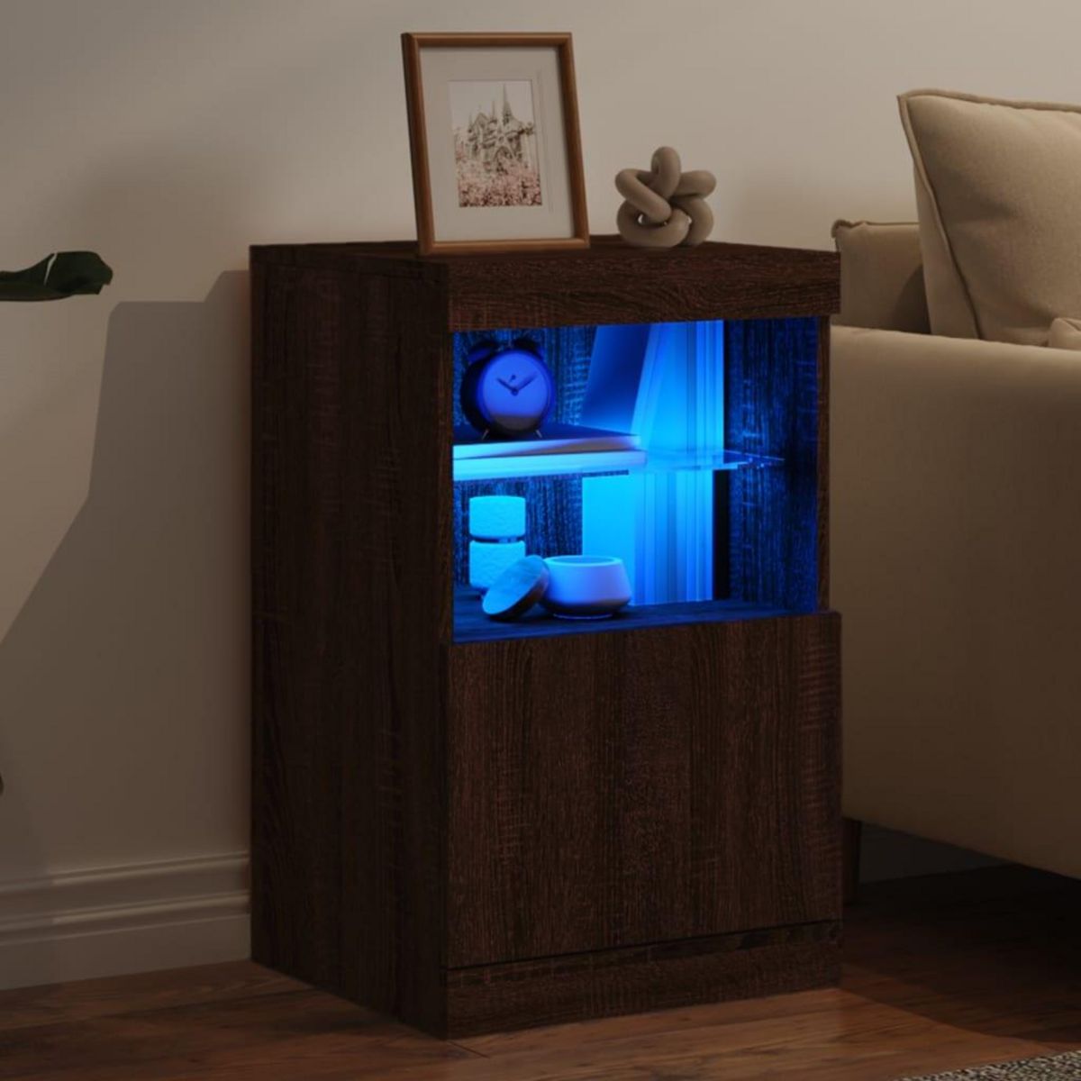 VIDAXL Buffet avec lumieres LED chene marron 41x37x67 cm