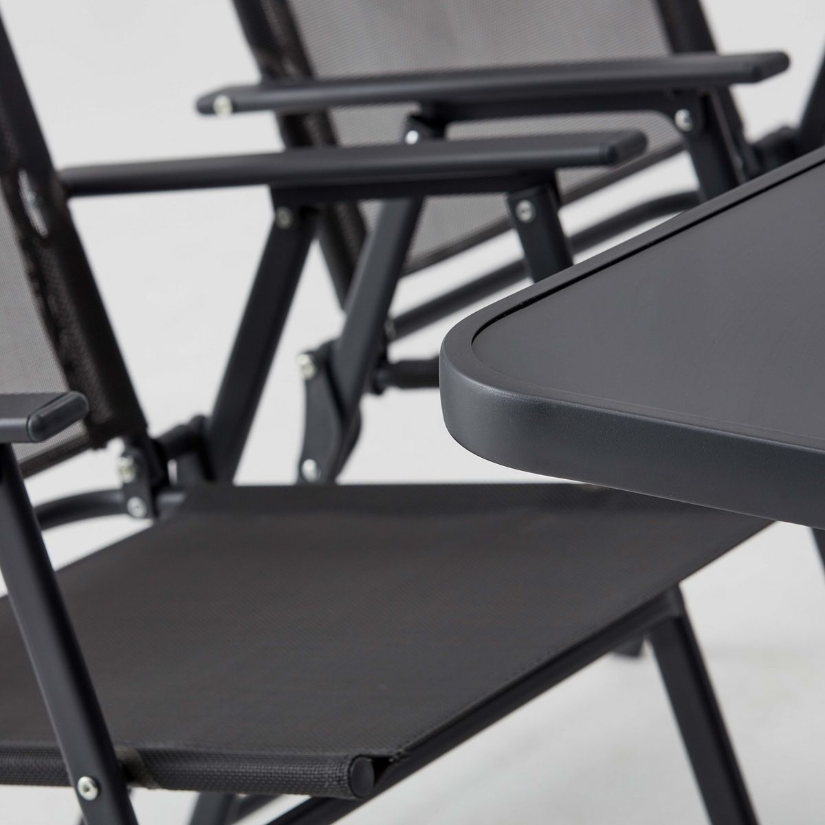 Oviala Salon  de jardin avec parasol - 6 places - Résine et verre - BORMES