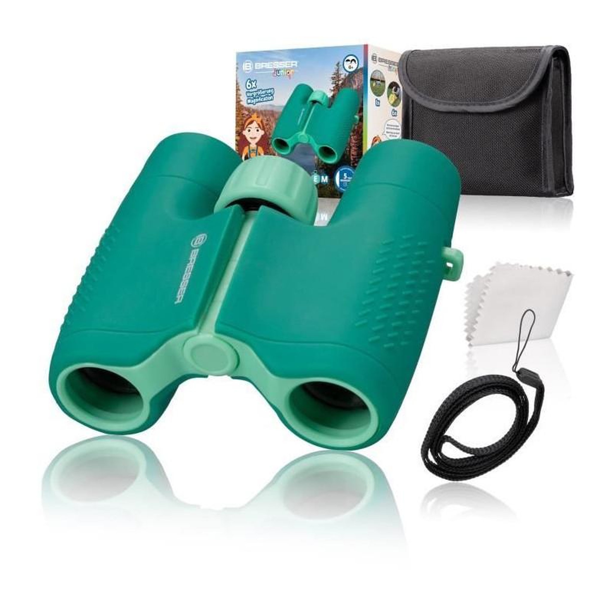 Bresser Jumelles pour enfants robustes - BRESSER JUNIOR - ergonomiques - agrandissement 6x - vert