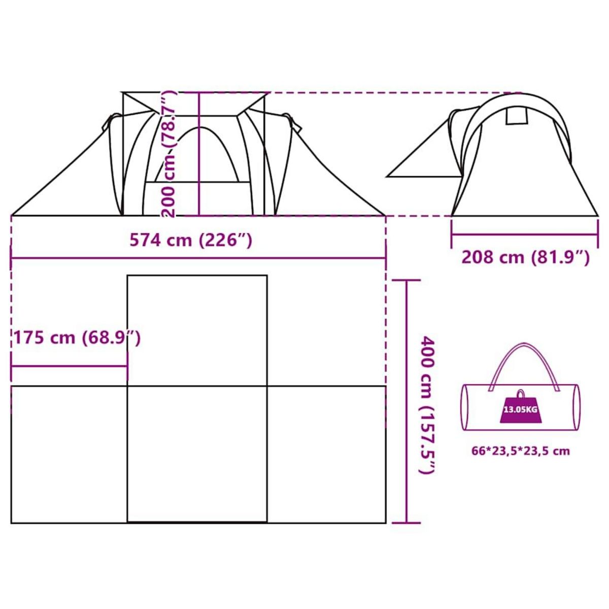 VIDAXL Tente familiale a dome 6 personnes gris et orange impermeable