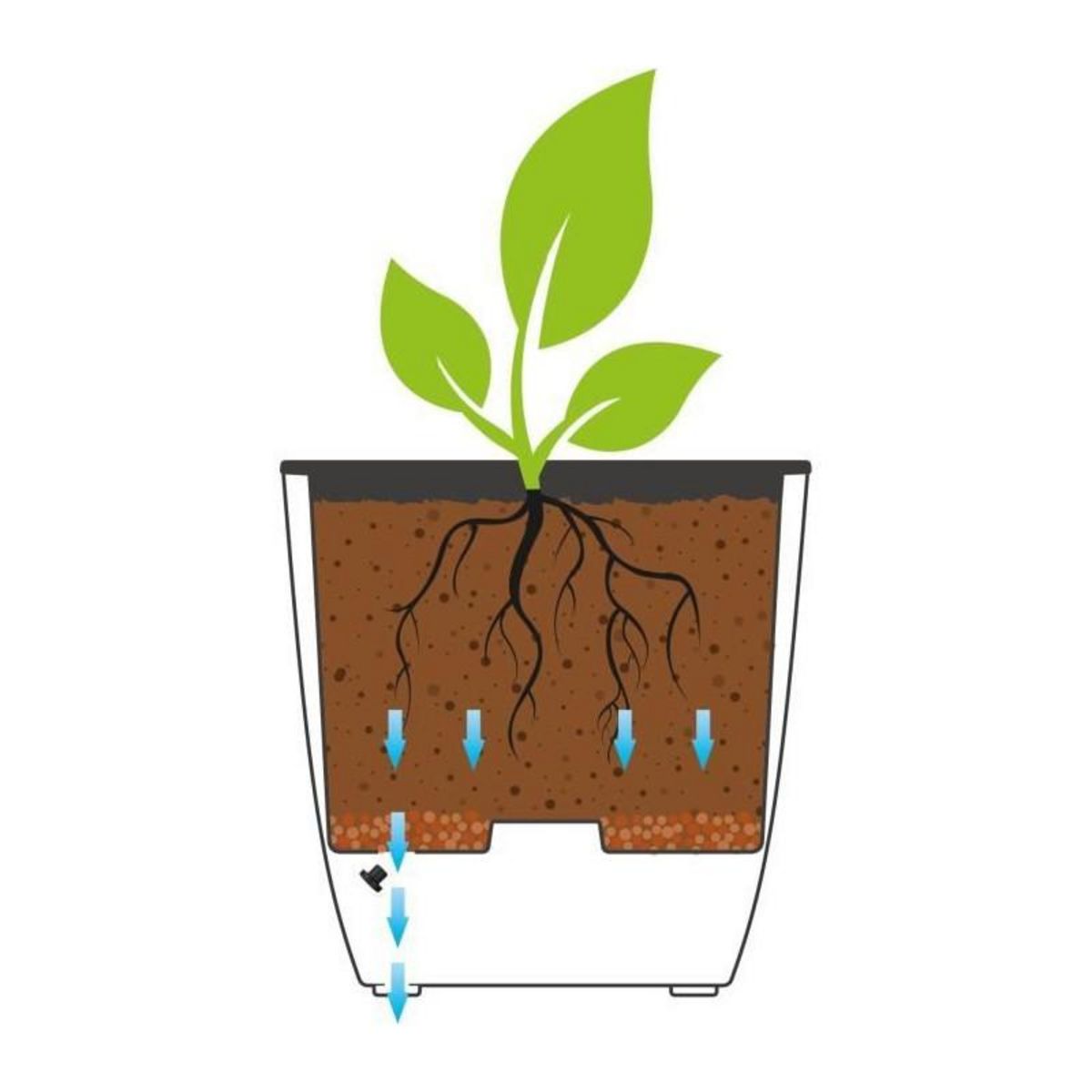 Eda Pot de fleur Stone Diva carré avec bac amovible 43,5 x 44,2 cm- Eda