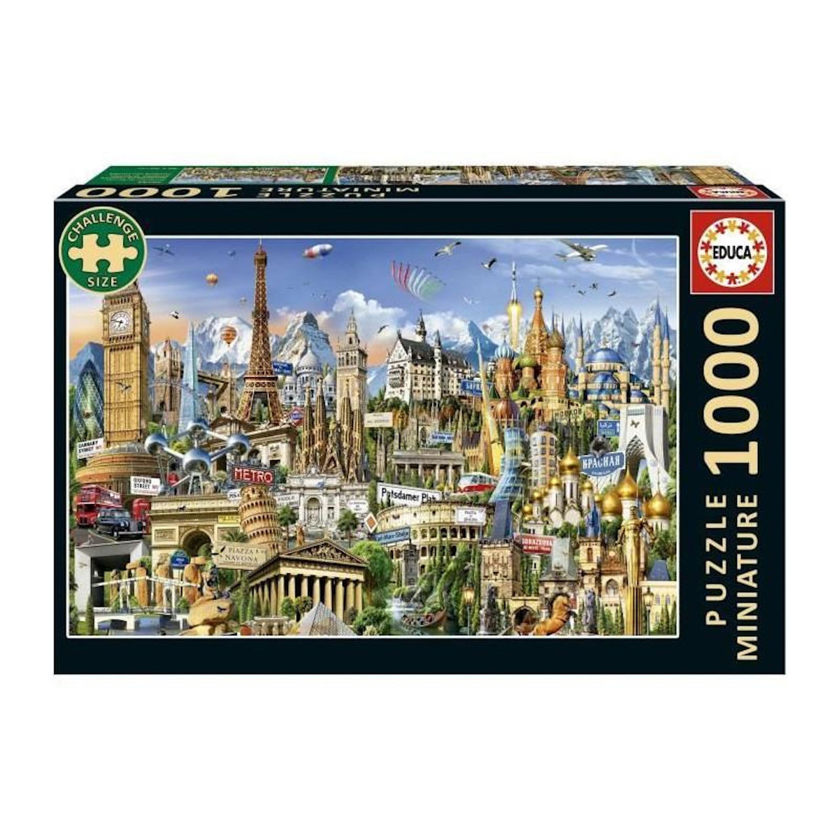 EDUCA Puzzle 1000 pièces – Symboles de l’Europe Miniature – 62,5 x 30 cm – Educa – Dès 12 ans