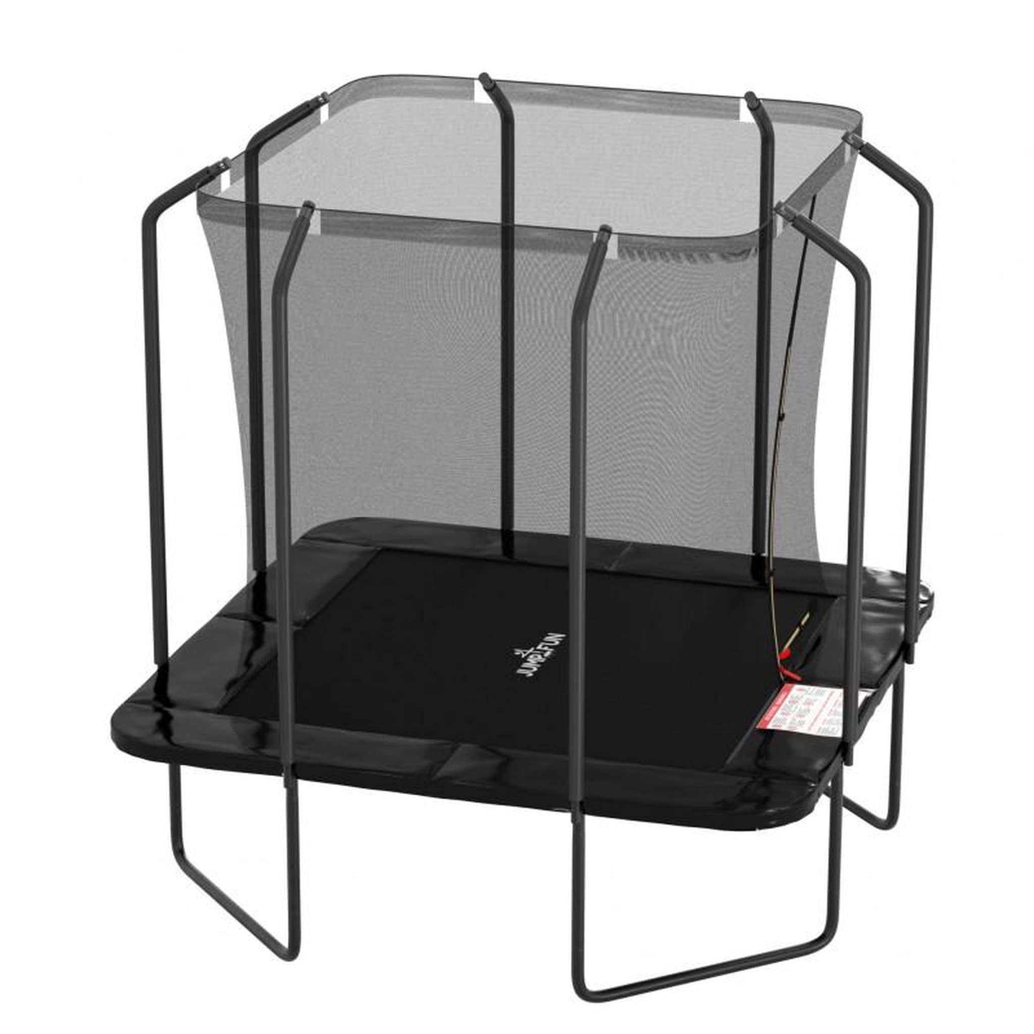 Voir la diapositive 2 : JUMP4FUN Trampoline extérieur Luxury Carré Noir - 244x244cm - avec Echelle, Tapis de Saut, Matelas de protection et Filet de sécurité