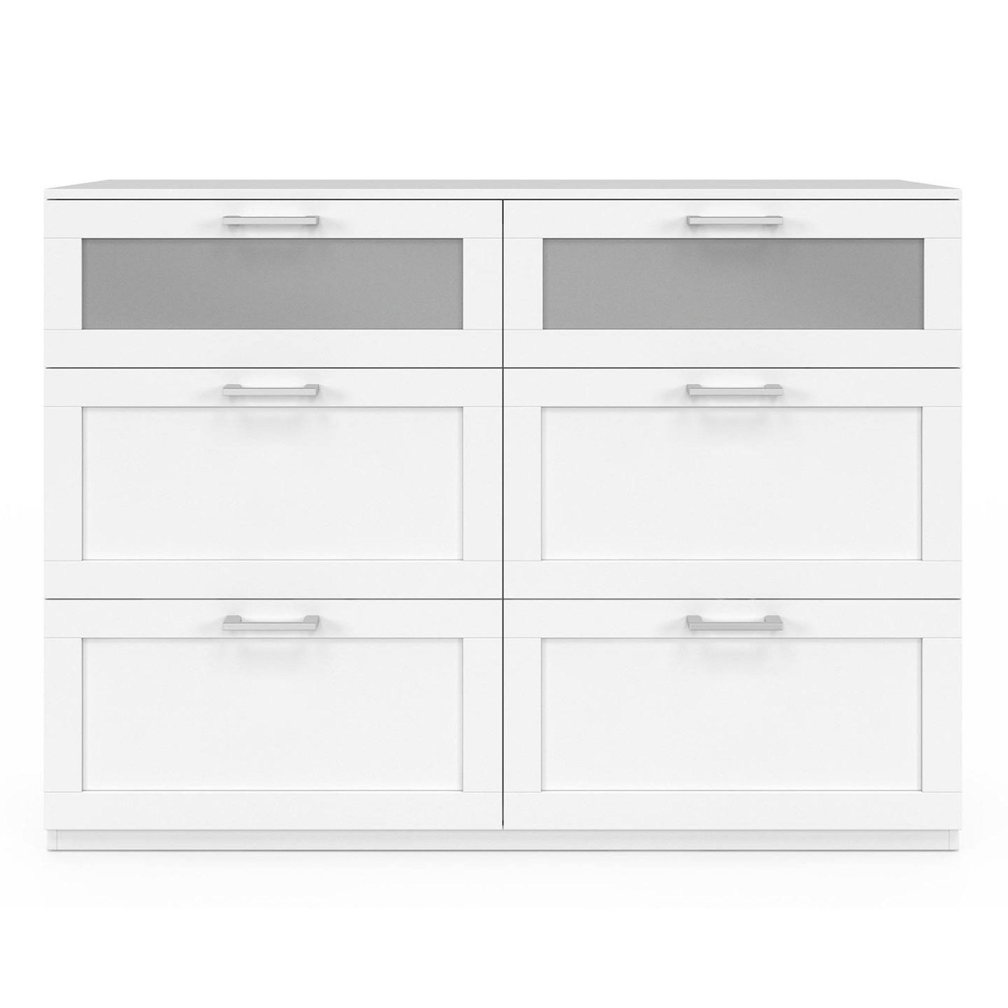 Voir la diapositive 3 : ID MARKET Commode 6 tiroirs vito 110 cm bois blanc et effet givré