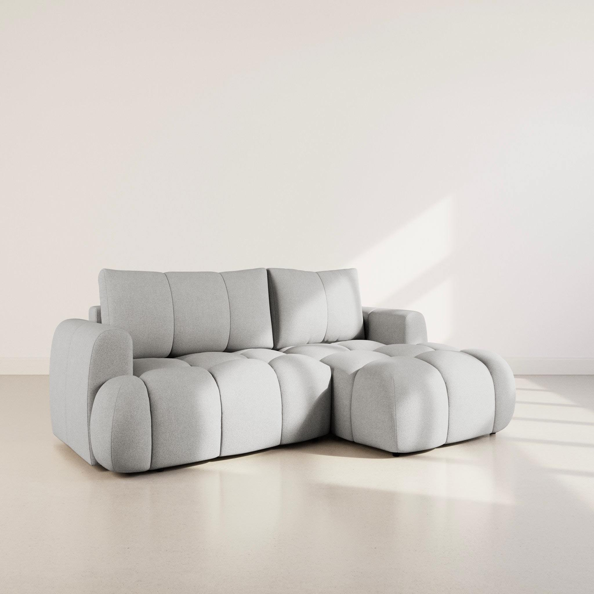 Voir la diapositive 3 : BEST MOBILIER Yulin - canapé d'angle droit 4 places convertible avec coffre en tissu bouclette