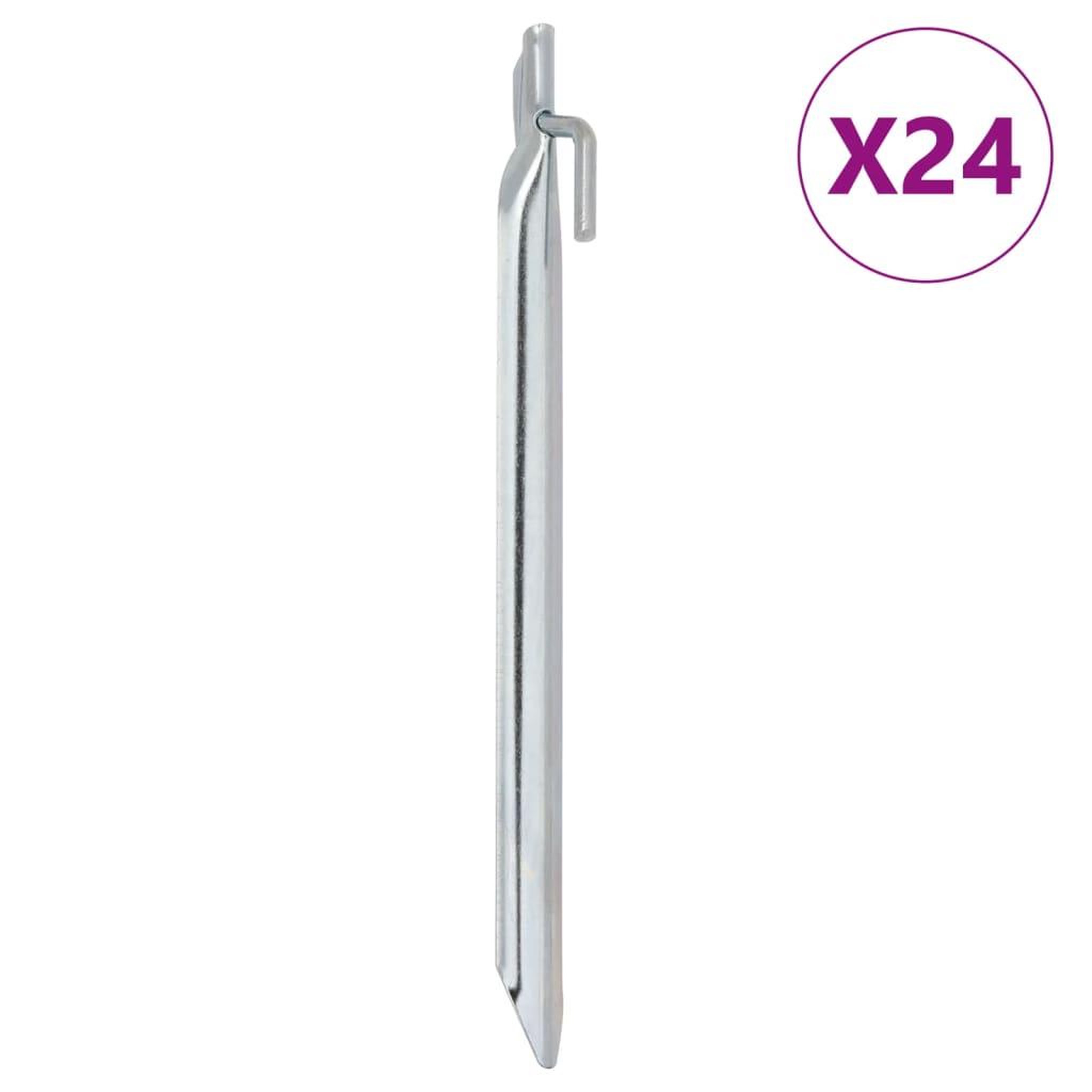 VIDAXL Piquets de tente 24pcs en forme de V 25cm Ø20mm acier galvanise