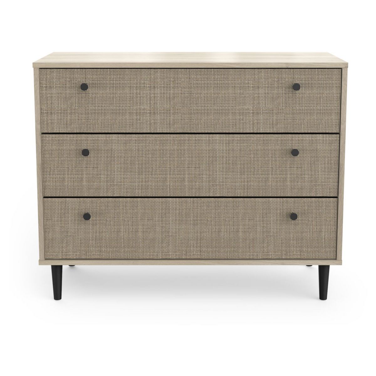 Commode 3 tiroirs décor effet cannage L90cm HANOÏ