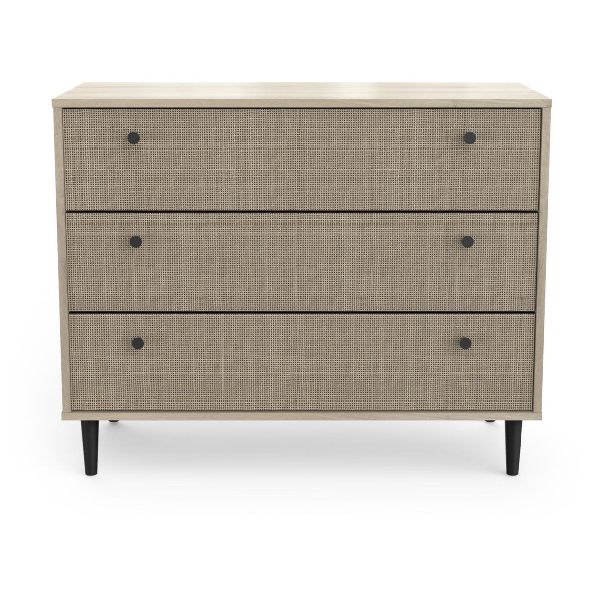 Commode 3 tiroirs décor effet cannage L90cm HANOÏ