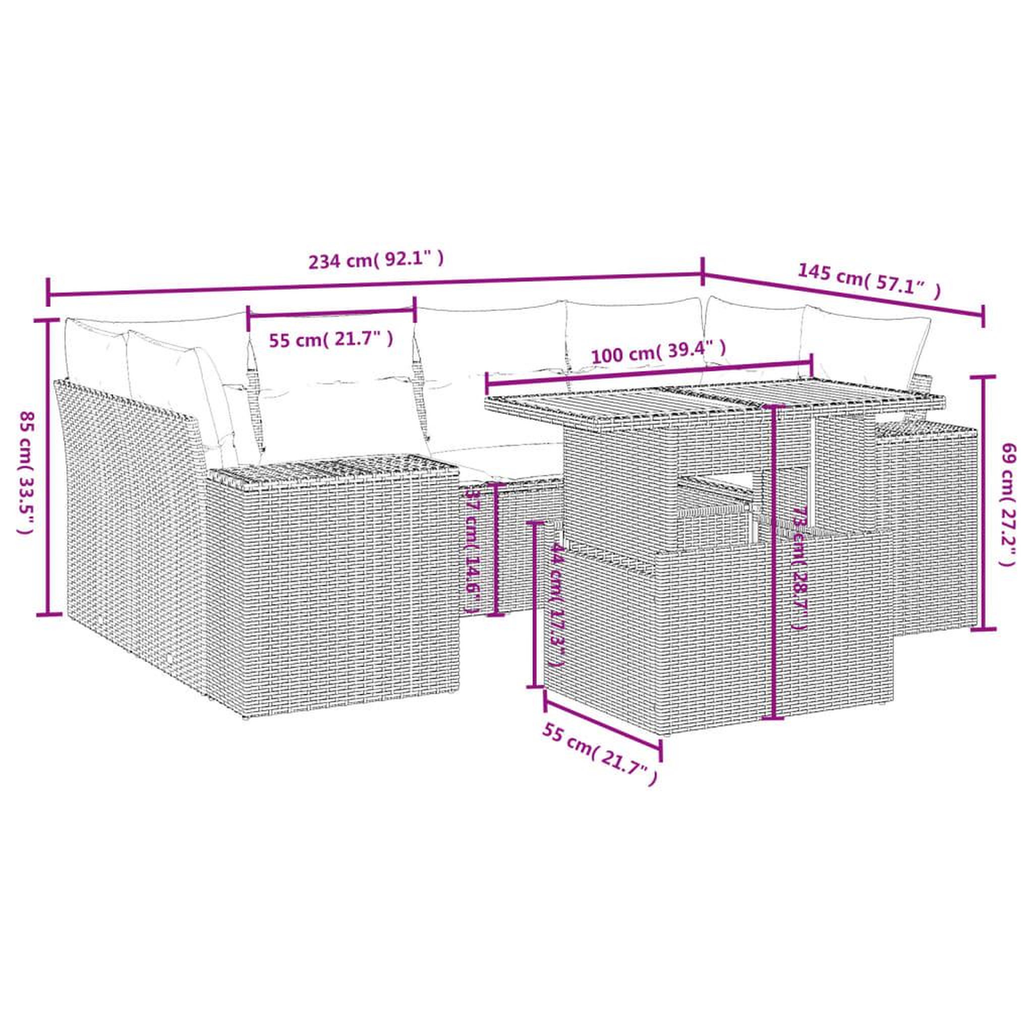 Voir la diapositive 3 : VIDAXL Salon de jardin avec coussins 7 pcs gris resine tressee