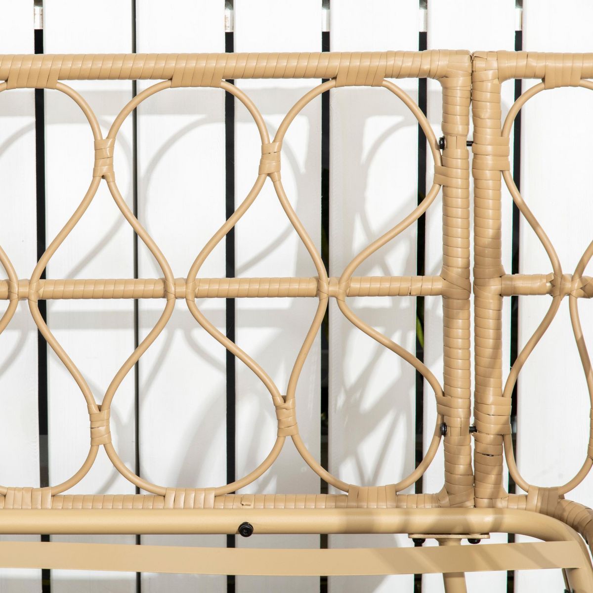 OUTSUNNY Salon de jardin 4 places 4 pièces style colonial résine tressée aspect rotin coussins gris