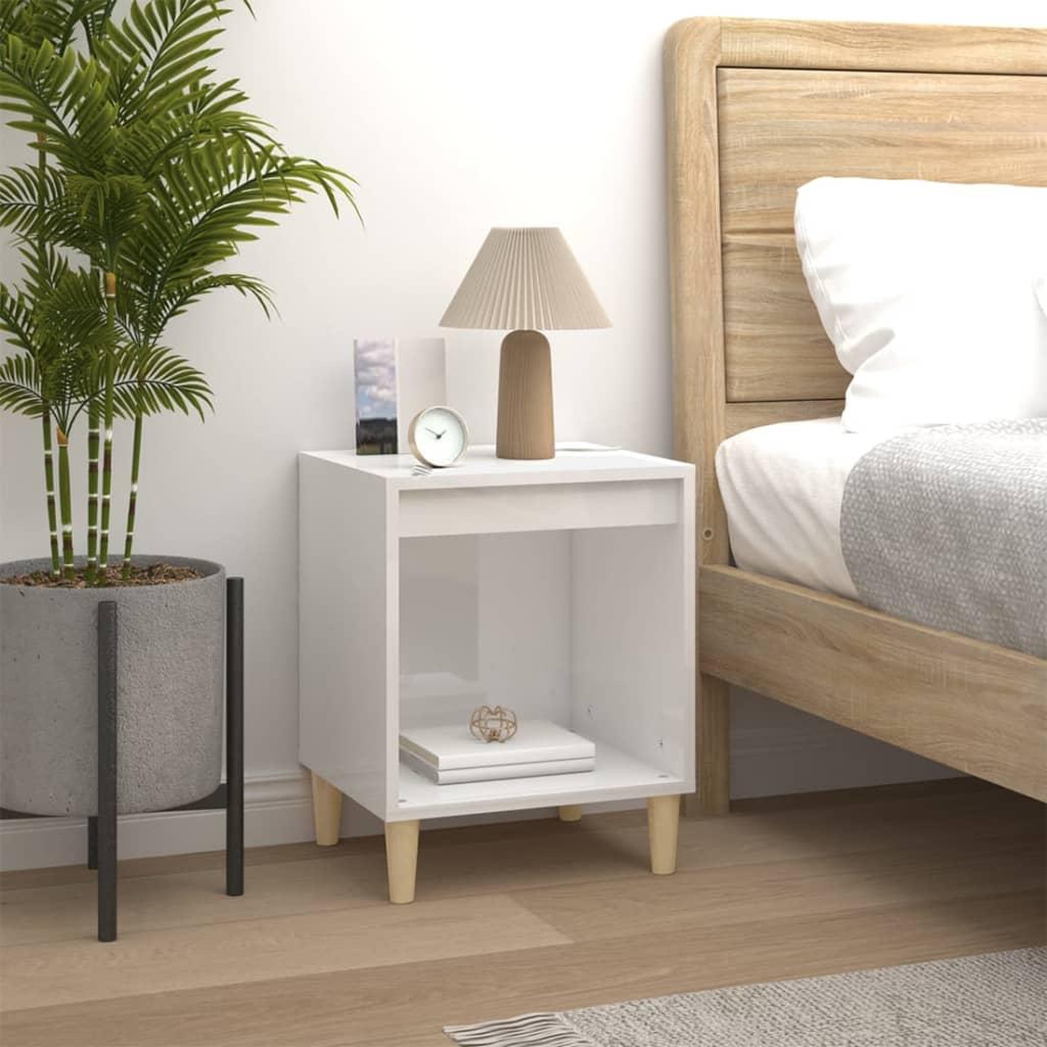 Voir la diapositive 1 : VIDAXL Table de chevet Blanc brillant 40x35x50 cm Bois d'ingenierie