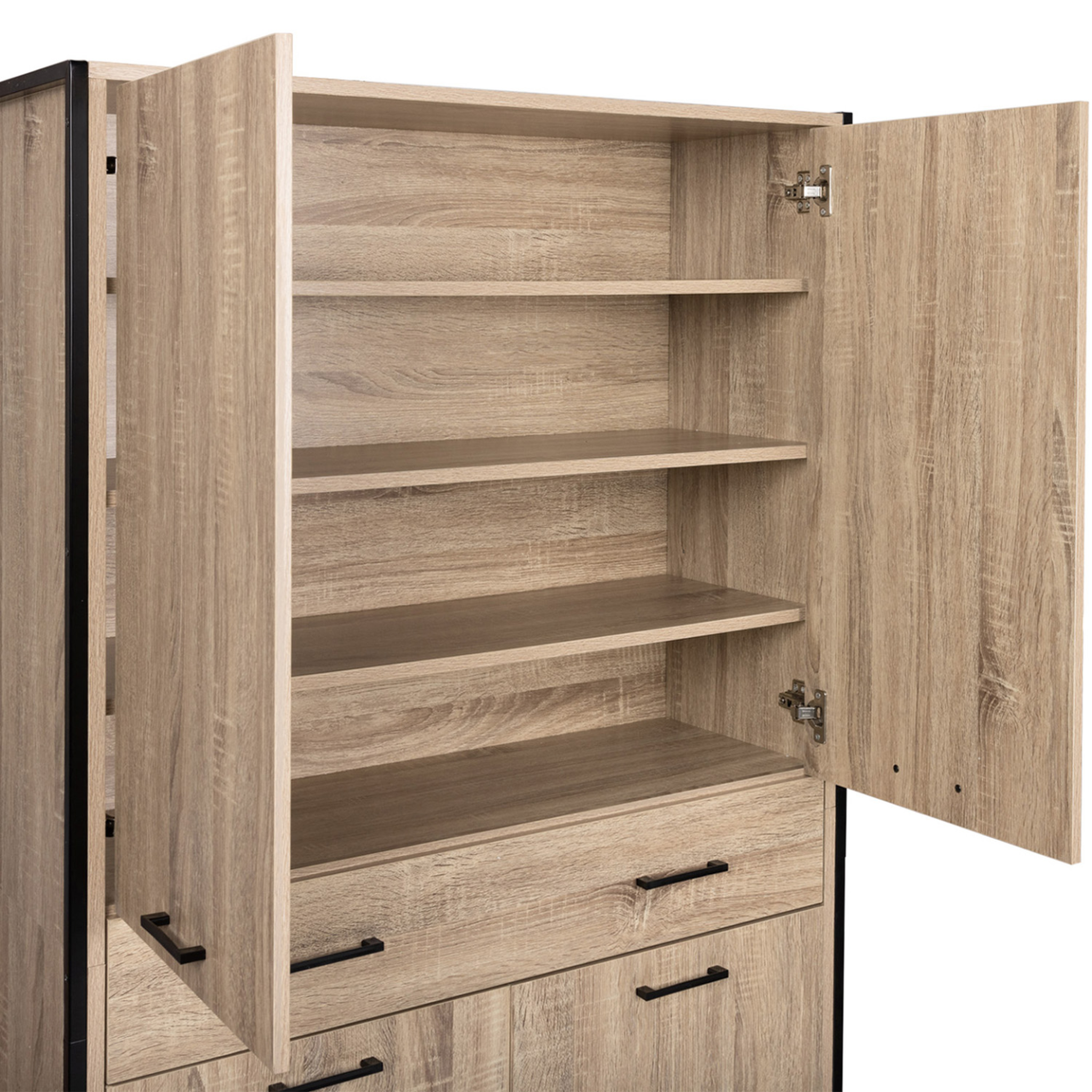Voir la diapositive 6 : ID MARKET Armoire à chaussures 24 paires luis 4 portes avec tiroir design industriel h. 180 cm