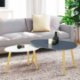 Voir la diapositive 2 : ID MARKET Lot de 2 tables basses gigognes GAIA laquées blanc gris scandinave