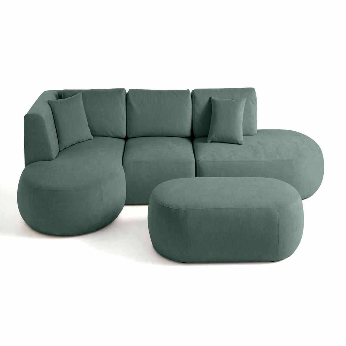 LISA DESIGN Santorini - canapé modulable d'angle gauche + pouf - 5 places - en tissu texturé