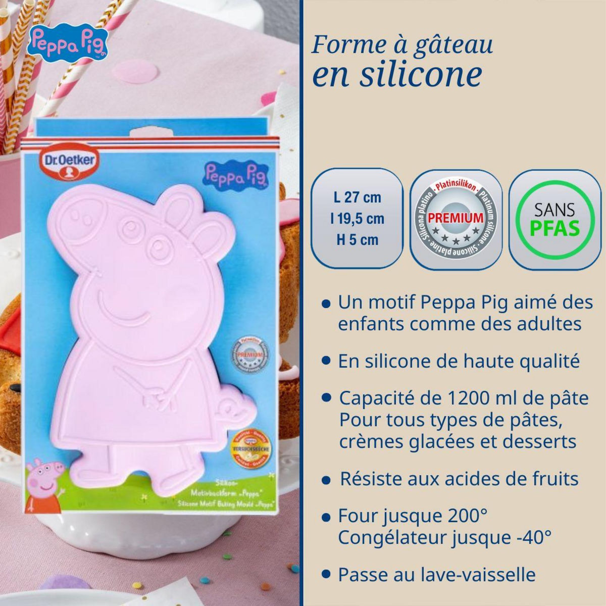 DR.OETKER Moule à gâteau silicone 27 x 20 cm Dr. Oetker Peppa Pig