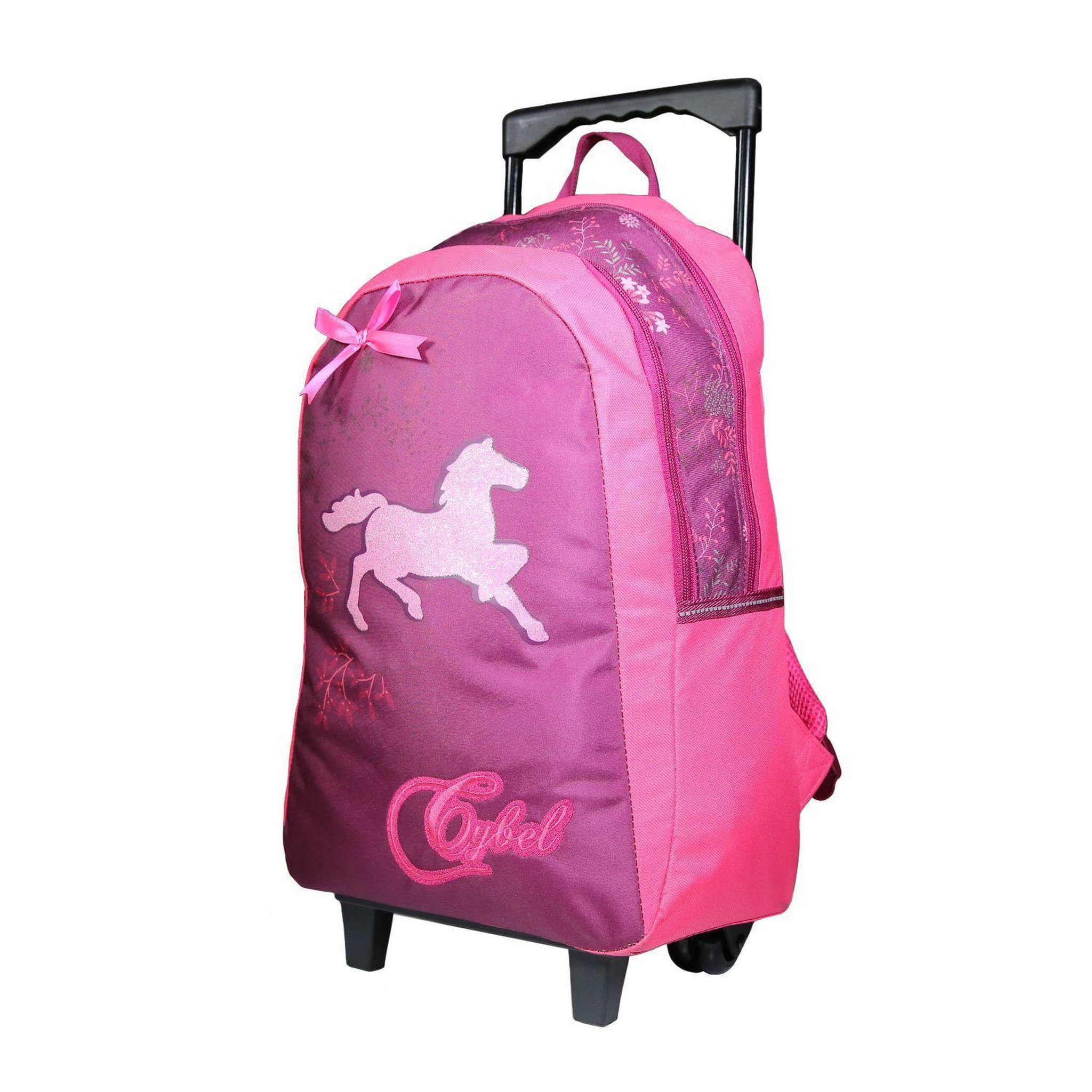 Voir la diapositive 2 : Bagtrotter BAGTROTTER Sac à dos à roulettes Cybel Cheval Violet