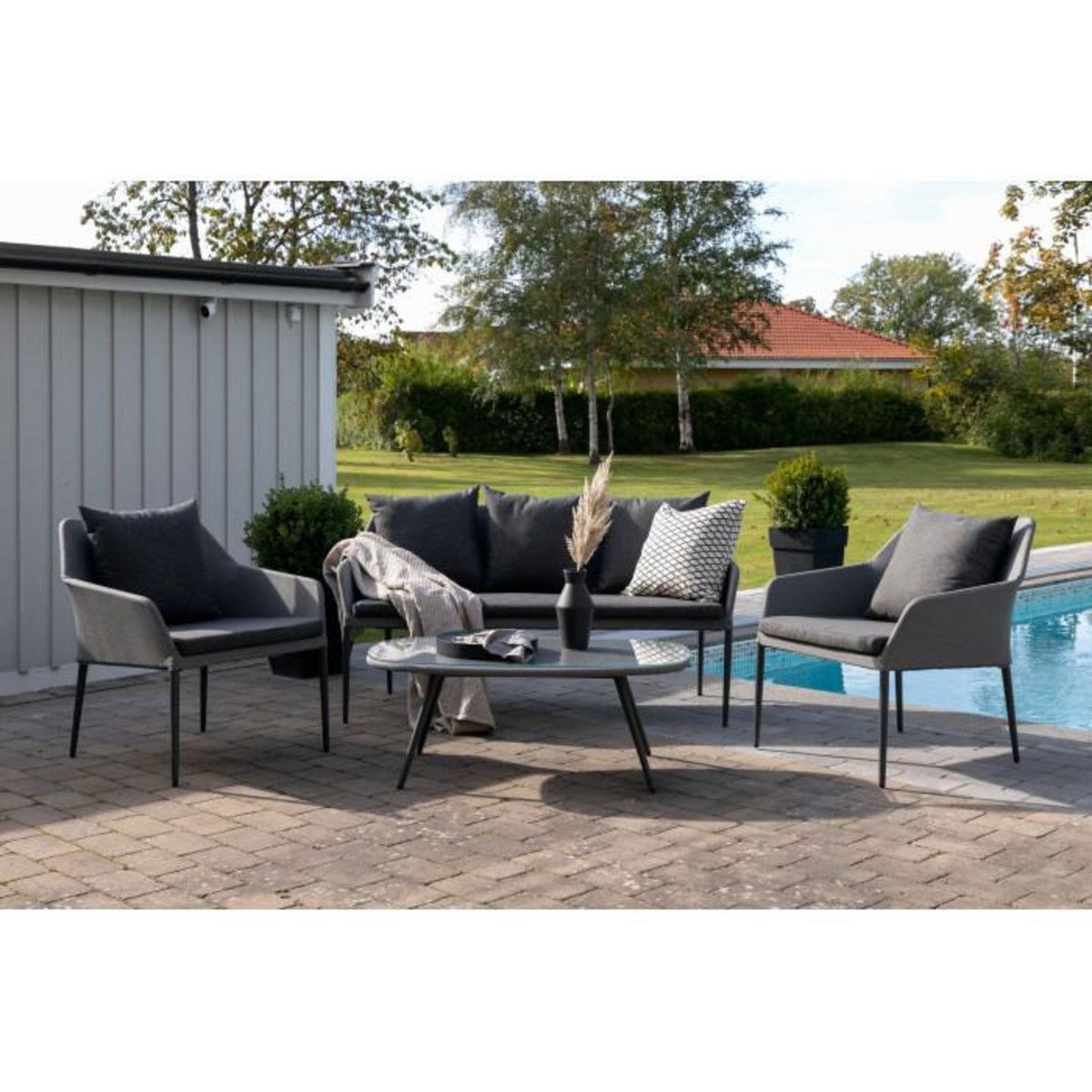 Paris Prix Salon de Jardin  Spoga  151cm Gris & Noir