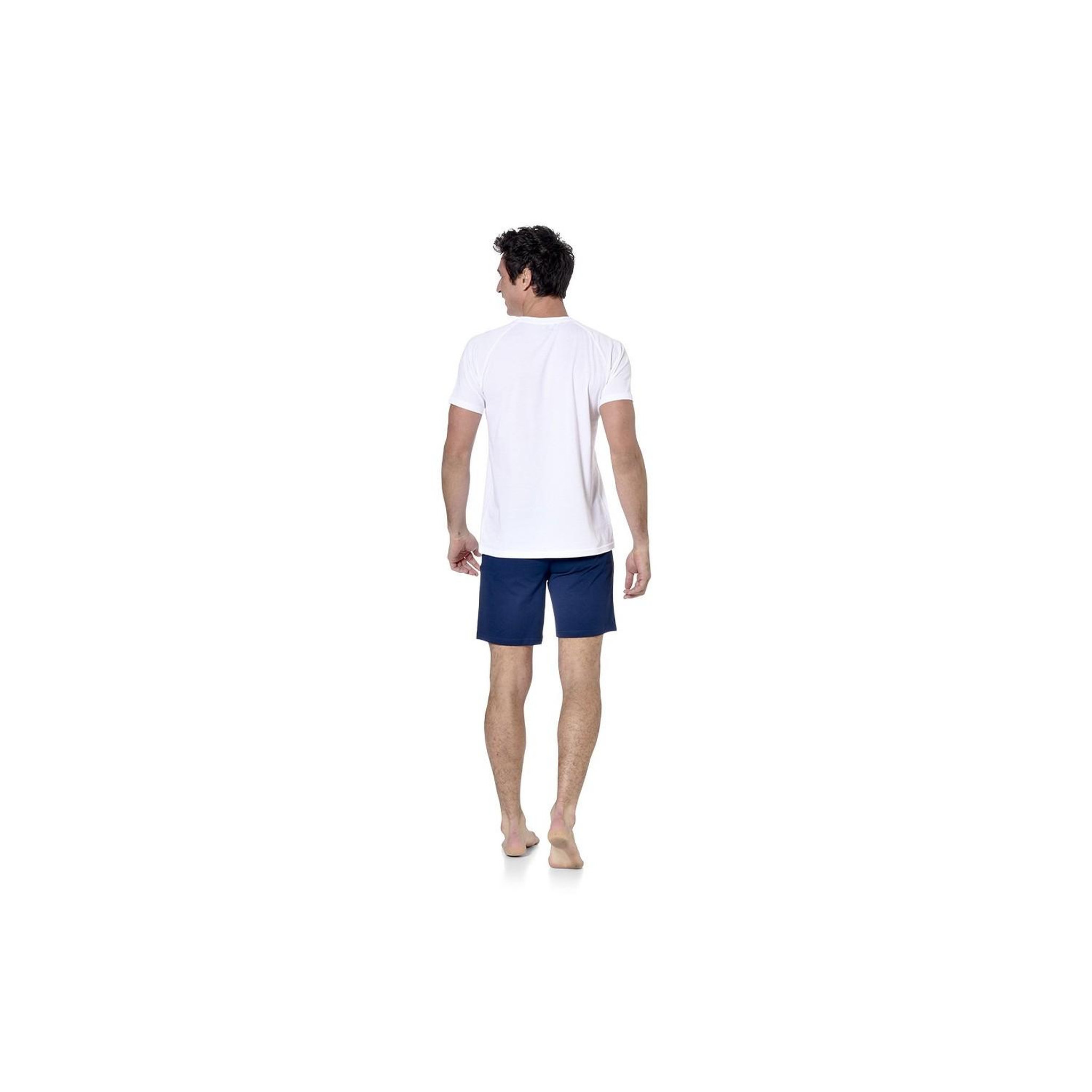Voir la diapositive 4 : SERGE BLANCO Ensemble pyjama court homme avec t-shirt col V Dom