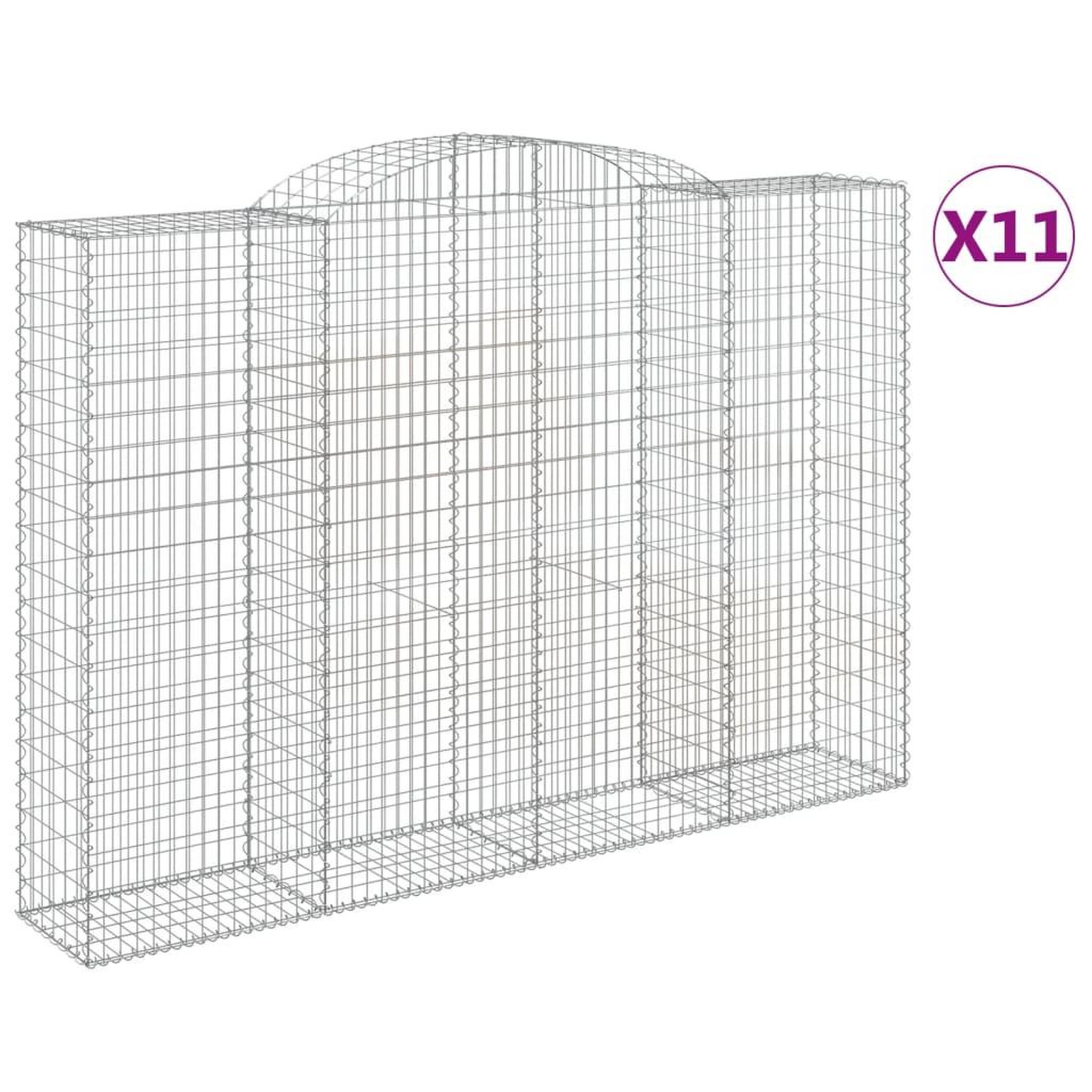 Voir la diapositive 2 : VIDAXL Paniers a gabions arques 11 pcs 300x50x200/220 cm Fer galvanise