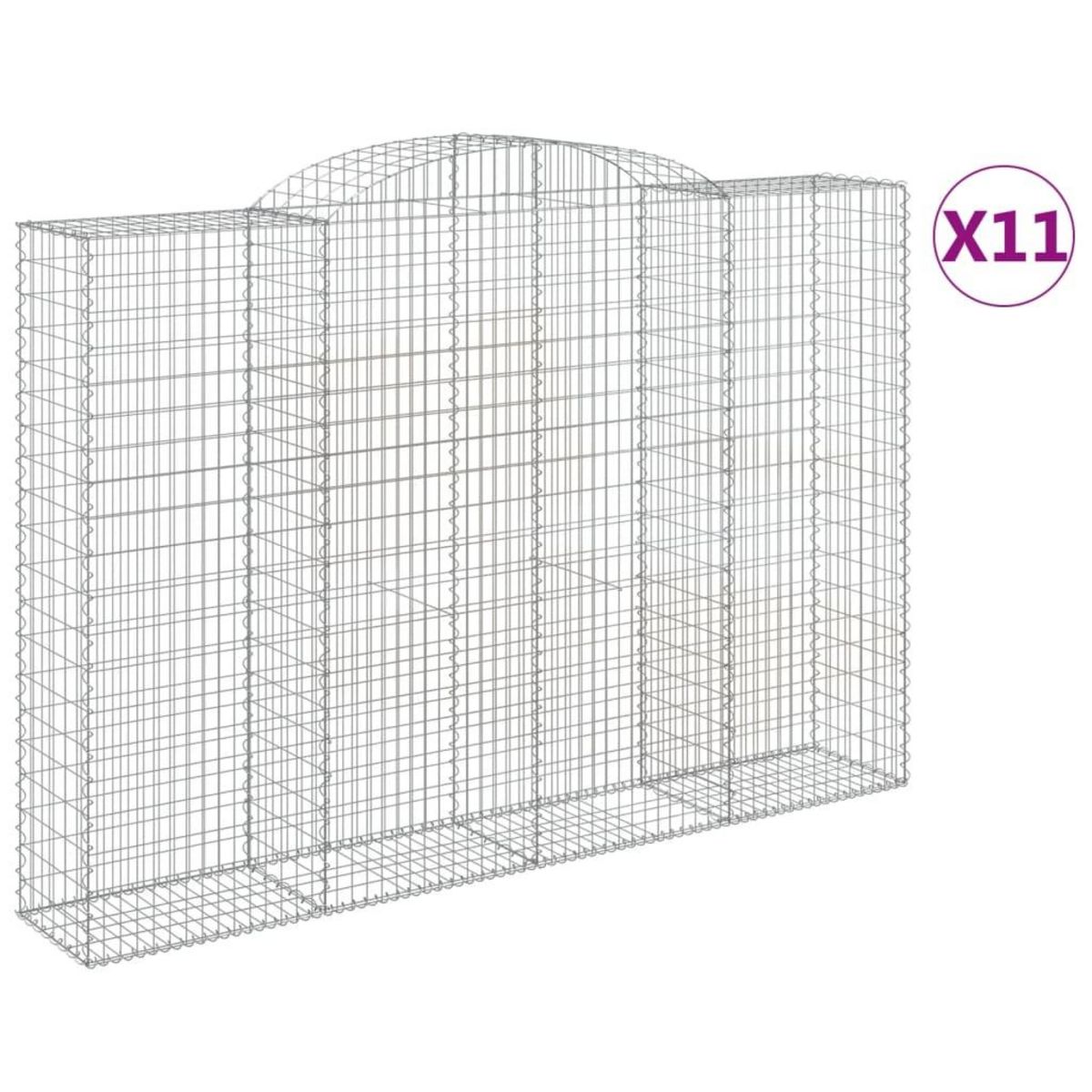 VIDAXL Paniers a gabions arques 11 pcs 300x50x200/220 cm Fer galvanise
