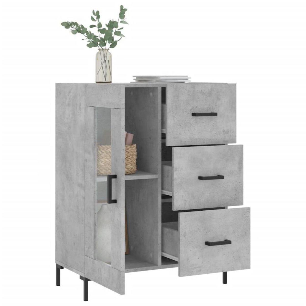 VIDAXL Buffet gris beton 69,5x34x90 cm bois d'ingenierie