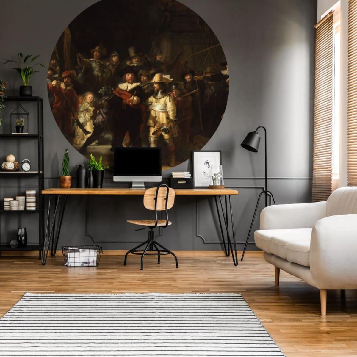 WallArt WallArt Papier peint cercle The Night Watch 190 cm