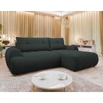 BEST MOBILIER Luzzio - canapé d'angle droit 4 places convertible avec coffre en tissu texturé. Coloris disponibles : Marron, Beige, Noir, Gris