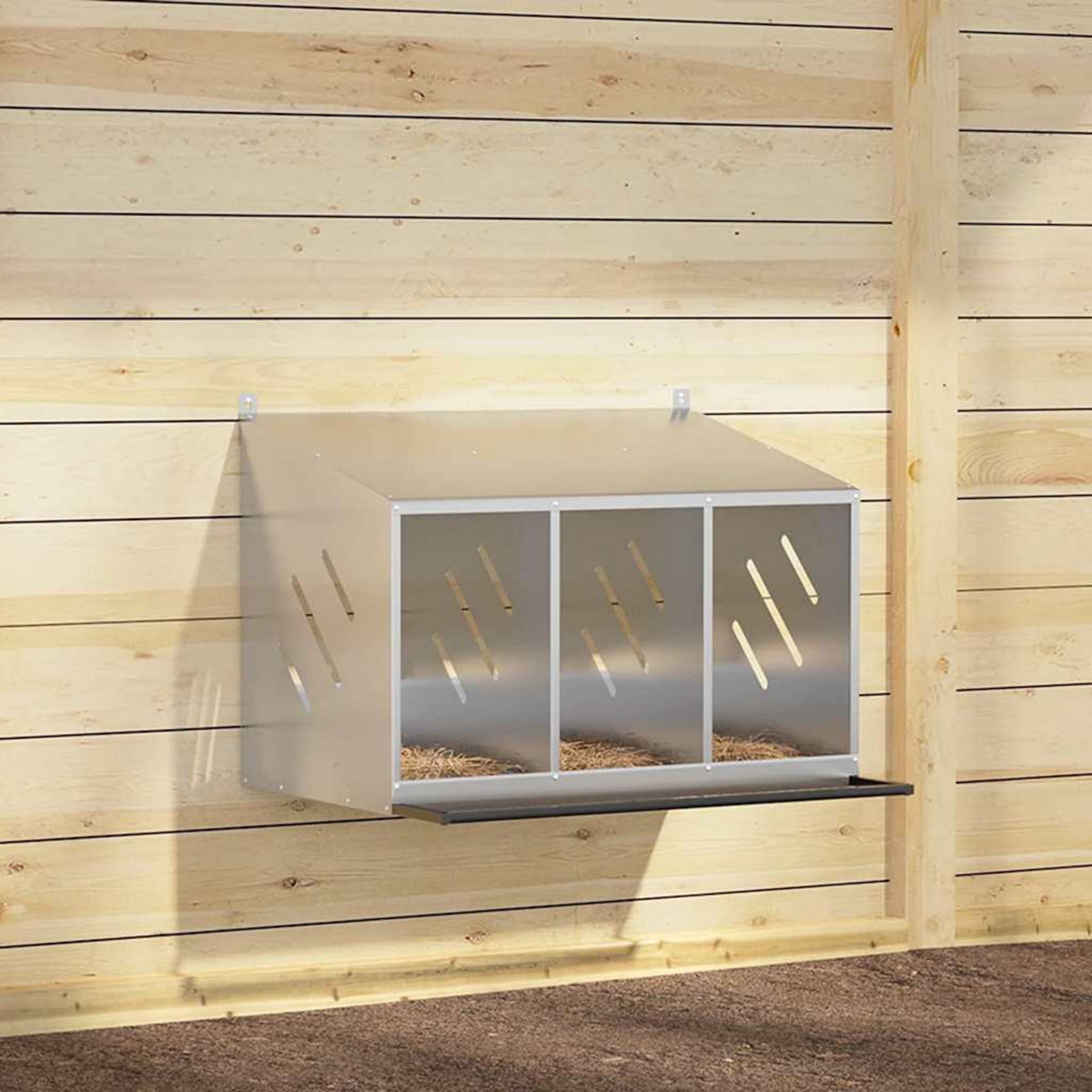 VIDAXL Nichoir de poules avec 3 compartiments metal argente galvanise