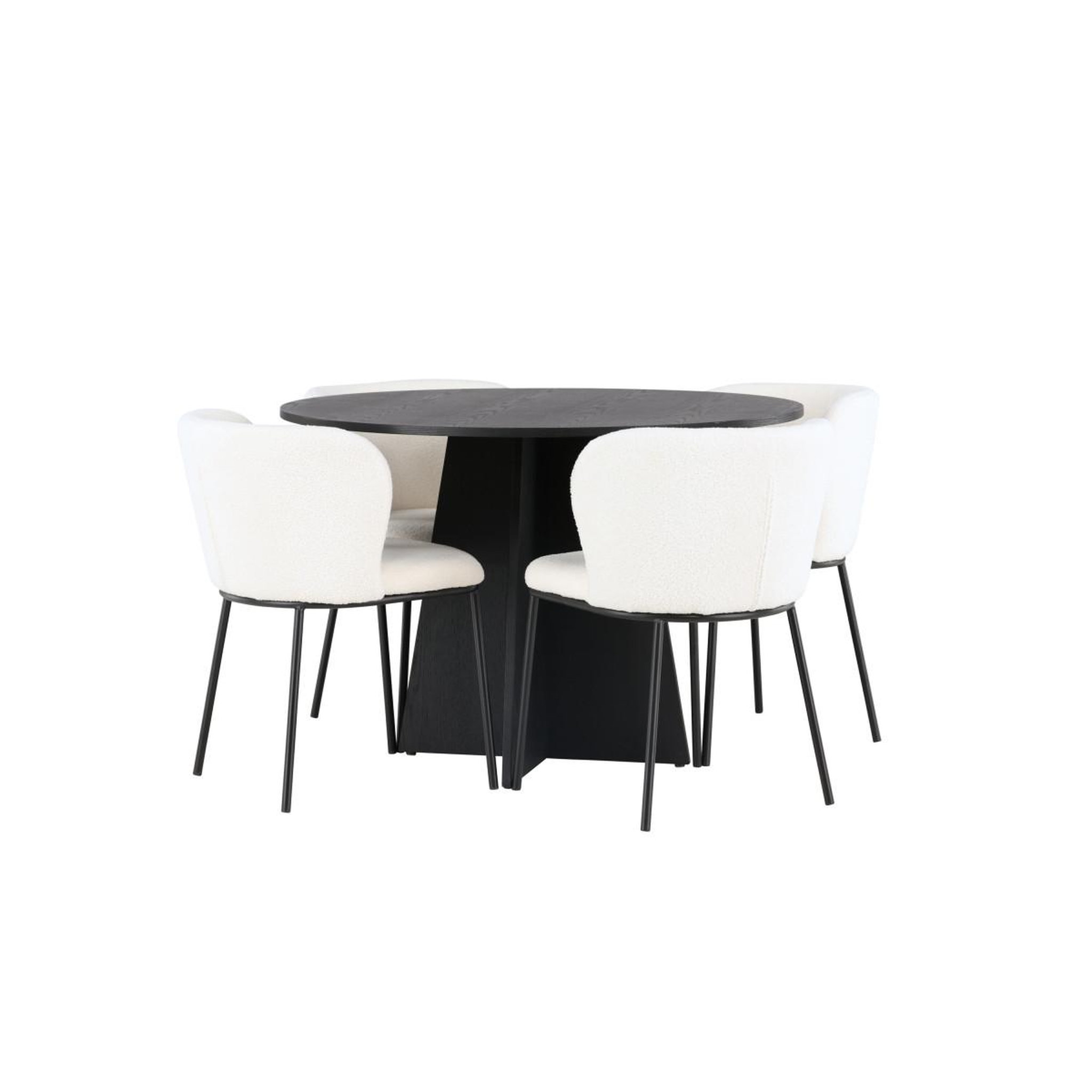 Voir la diapositive 3 : Paris Prix Ensemble table à manger & 4 chaises  bootcut & edina  110cm noir & blanc