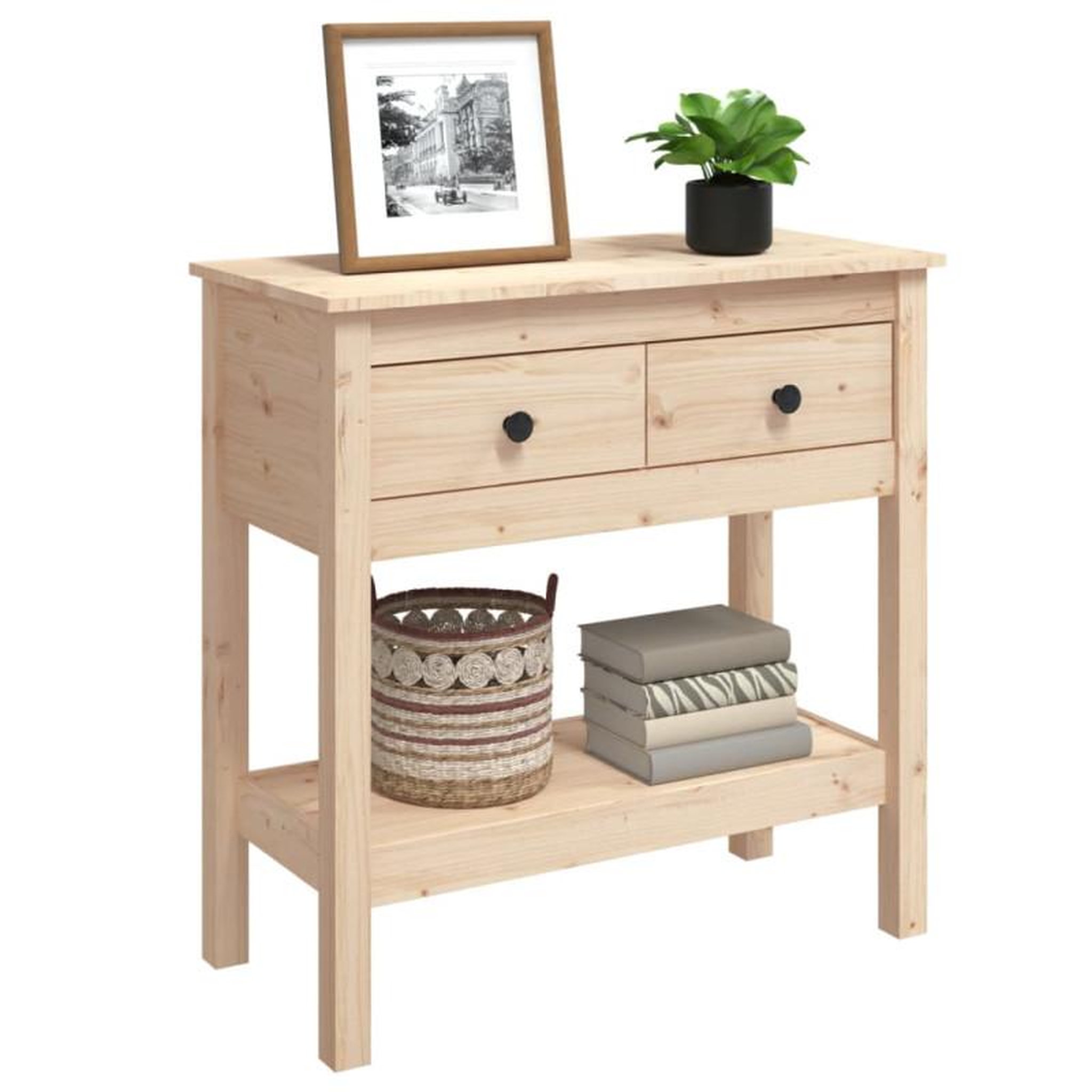 Voir la diapositive 4 : VIDAXL Table console 75x35x75 cm Bois massif de pin