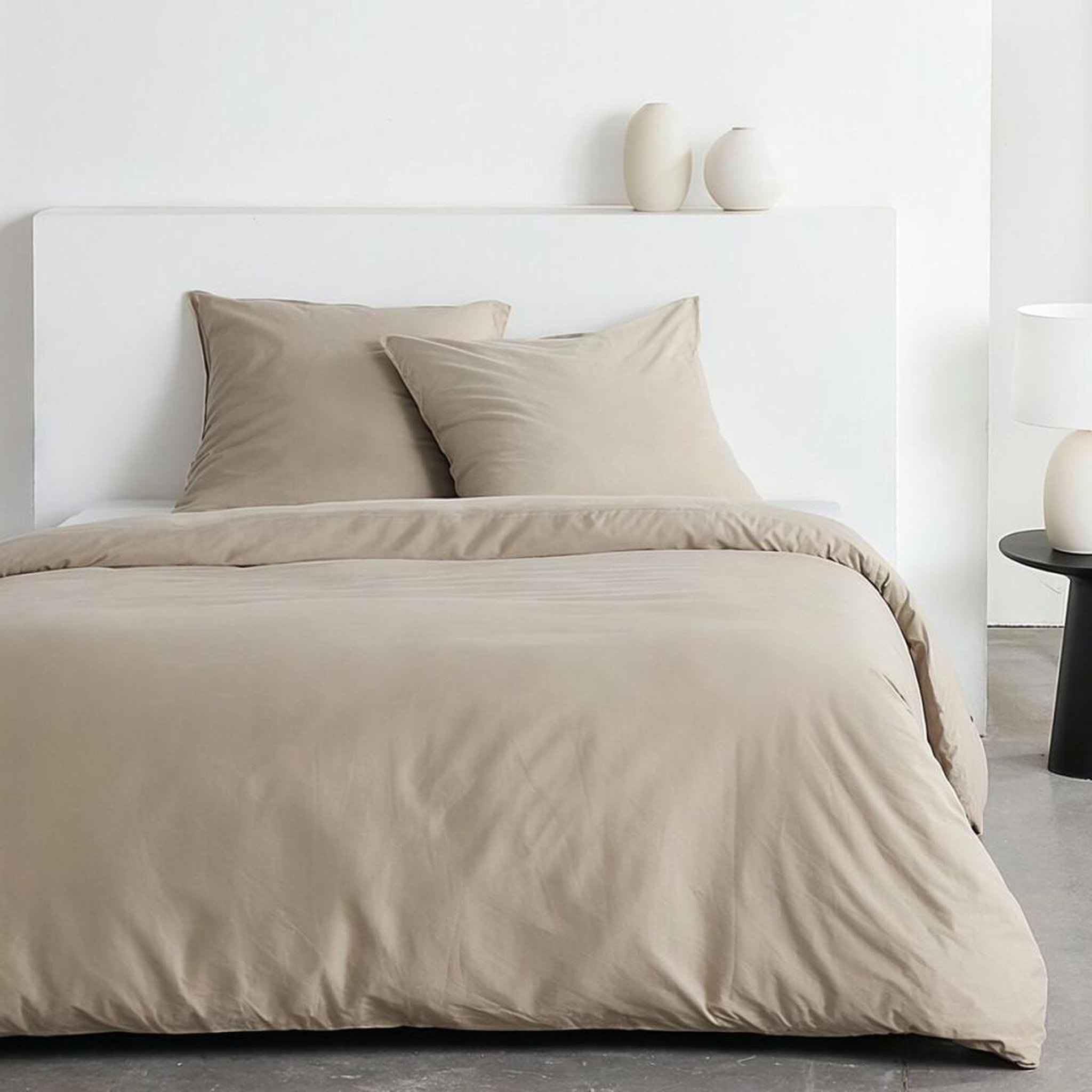 Today Parure de lit - TODAY - Essential - 2 personnes - 220 x 240 cm - Effet lavé beige