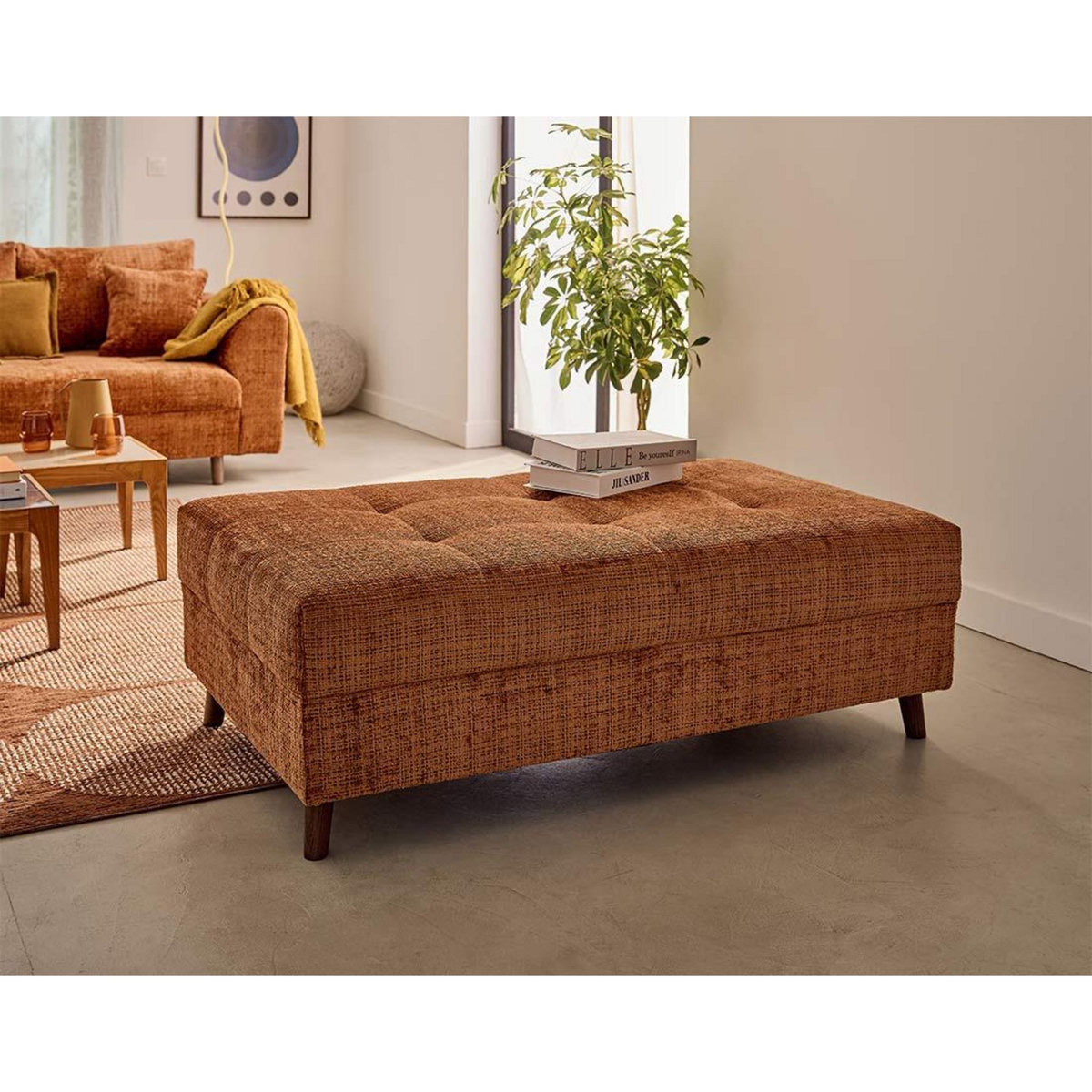 LISA DESIGN Rune - pouf en velours texturé