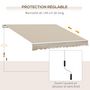 Voir la diapositive 6 : OUTSUNNY Store banne manuel rétractable aluminium polyester imperméabilisé 3,5L x 2,5l (avancée) m beige