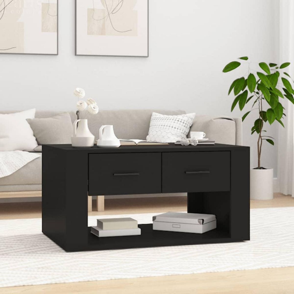 VIDAXL Table basse Noir 80x50x40 cm Bois d'ingenierie