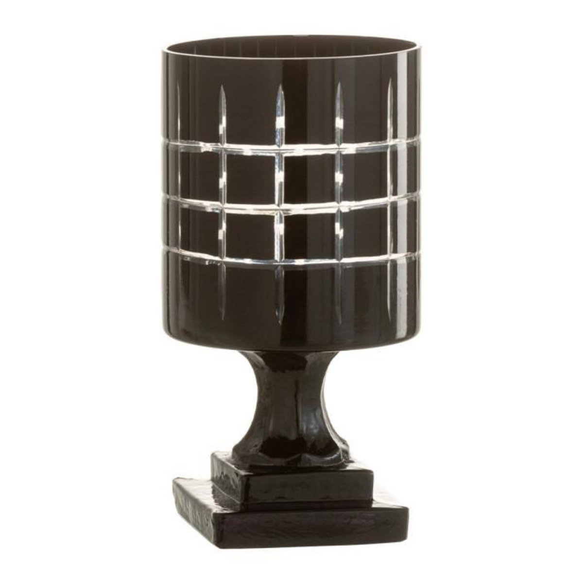 Paris Prix Photophore Design sur Pied  Carreaux  18cm Noir