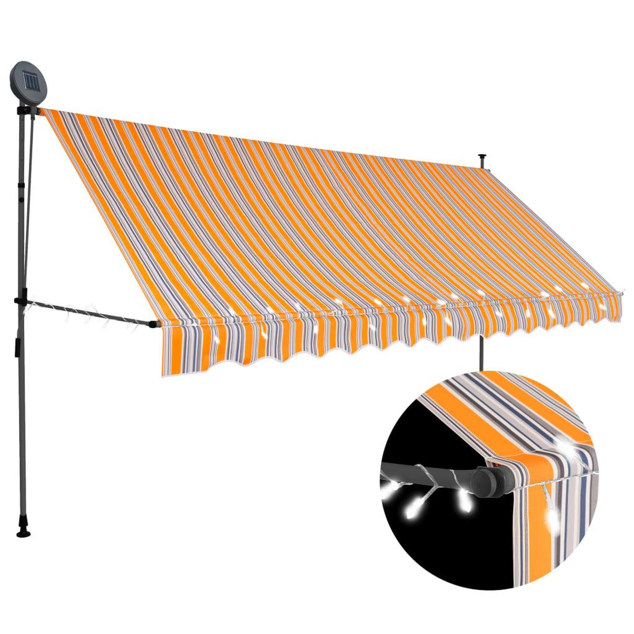 Voir la diapositive 1 : VIDAXL Auvent manuel retractable avec LED 350 cm Jaune et bleu