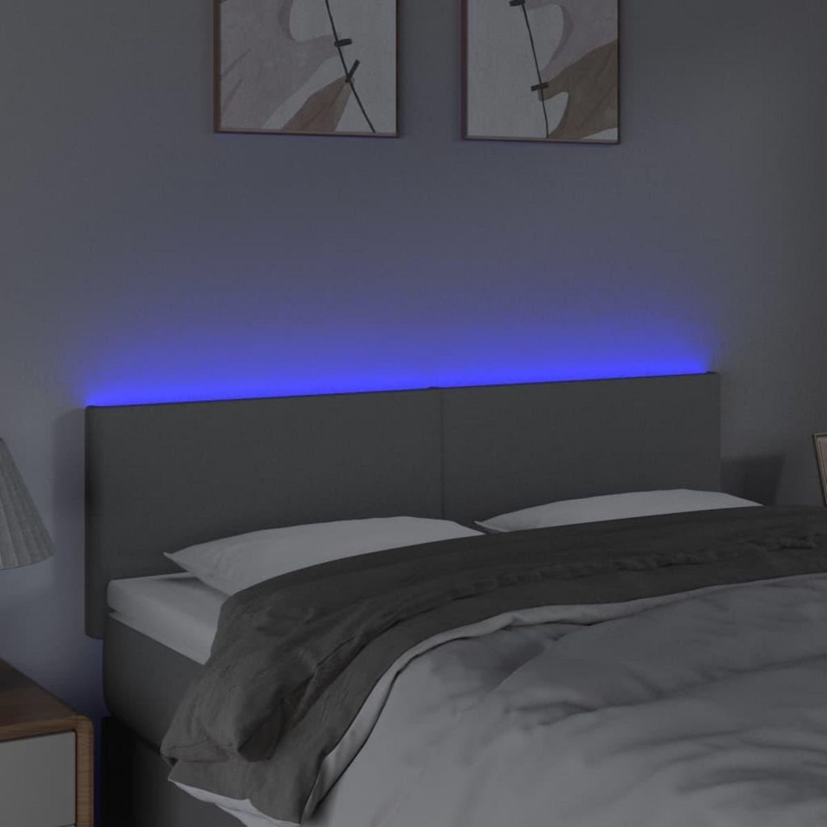 VIDAXL Tete de lit a LED Gris clair 144x5x78/88 cm Tissu