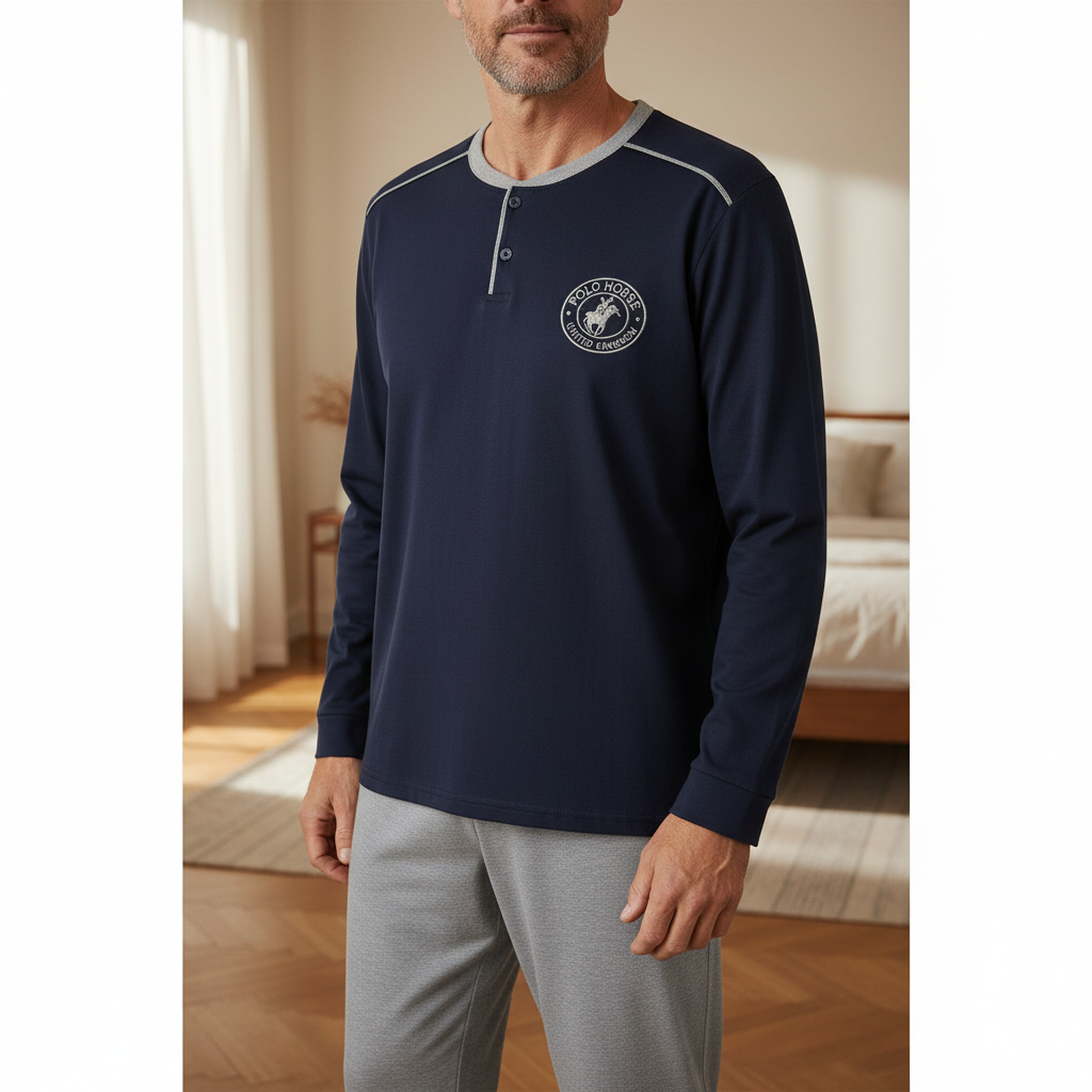 Voir la diapositive 2 : OZABI Ozabi pyjama homme doublé polaire écusson brodé